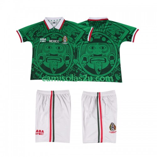 Camisolas de futebol México Retro Criança Equipamento Principal 1998 Manga Curta Camisolas de futebol México Retro Criança Equipamento Principal 1998 Manga Curta